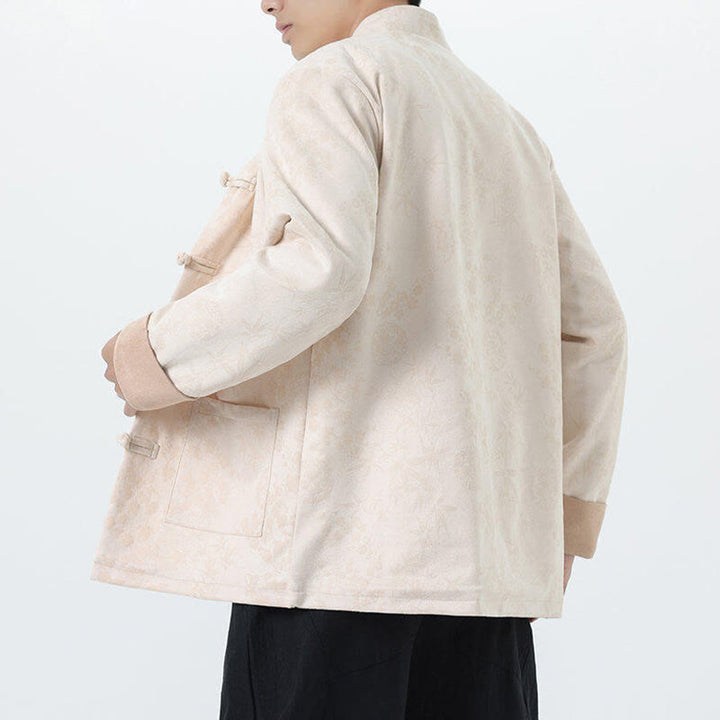 Buddha Stones Herbst Jacquard Bambus Froschknopf Langarm Herren Baumwolljacke mit Taschen - image 21