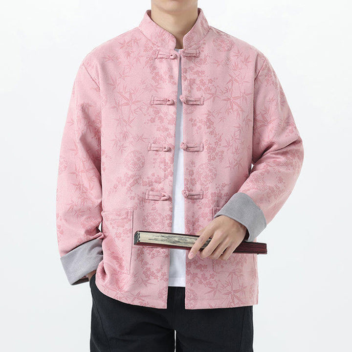Buddha Stones Herbst Jacquard Bambus Froschknopf Langarm Herren Baumwolljacke mit Taschen - image 13