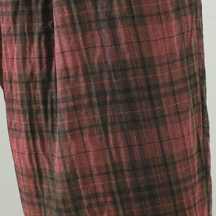 Buddha Stones, mehrfarbig kariertes Baumwoll-Thermo-Haremshose für Damen mit Taschen - image 13