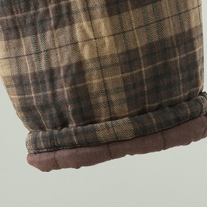 Buddha Stones, mehrfarbig kariertes Baumwoll-Thermo-Haremshose für Damen mit Taschen - image 8