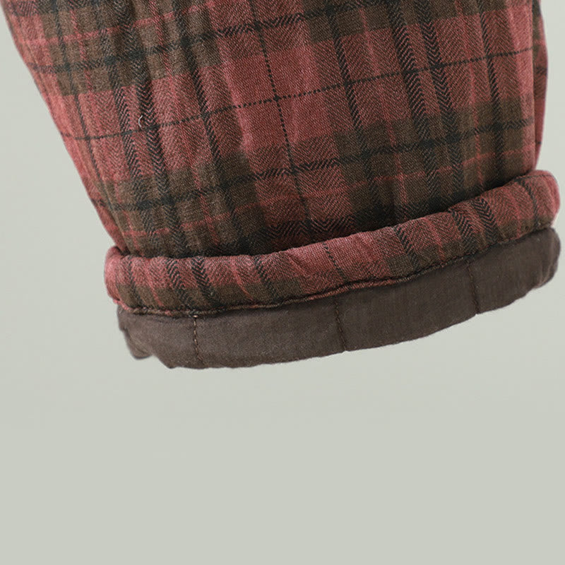 Buddha Stones, mehrfarbig kariertes Baumwoll-Thermo-Haremshose für Damen mit Taschen - image 14