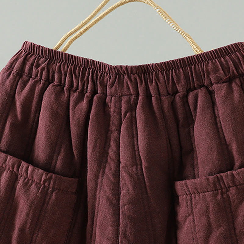 Buddha Stones Damen-Haremshose aus Baumwolle mit elastischem Bund und Taschen, schlichtes Design mit Kordelzug - image 9