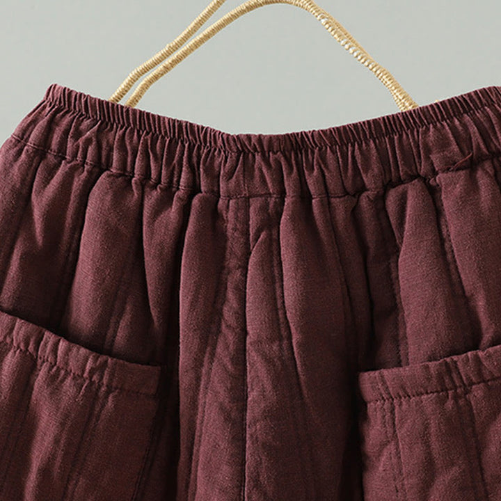 Buddha Stones Damen-Haremshose aus Baumwolle mit elastischem Bund und Taschen, schlichtes Design mit Kordelzug - image 9