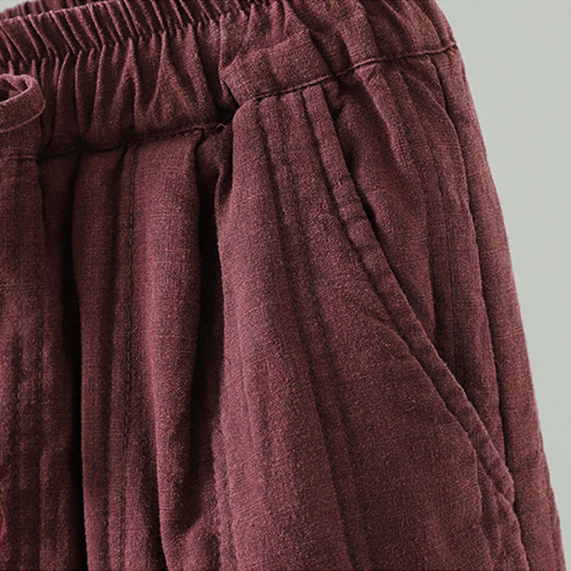 Buddha Stones Damen-Haremshose aus Baumwolle mit elastischem Bund und Taschen, schlichtes Design mit Kordelzug - image 11