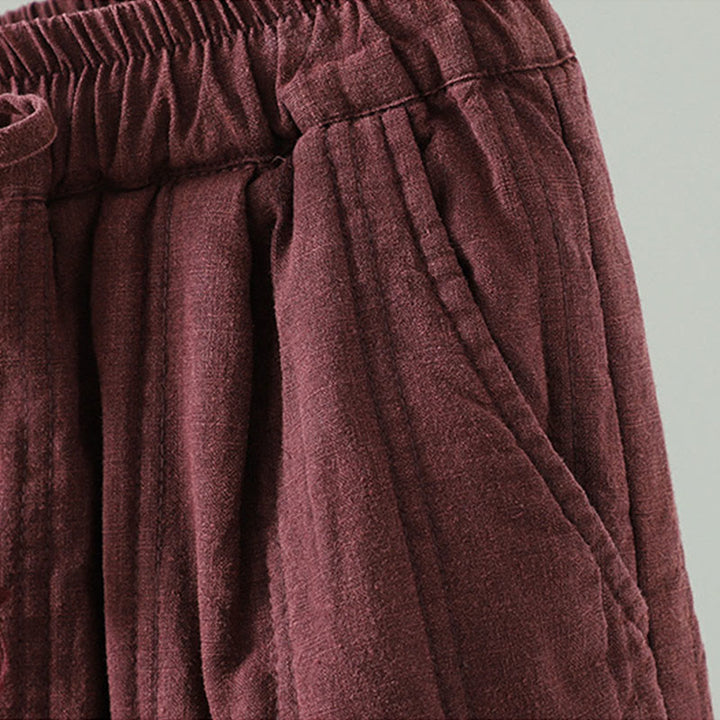 Buddha Stones Damen-Haremshose aus Baumwolle mit elastischem Bund und Taschen, schlichtes Design mit Kordelzug - image 11