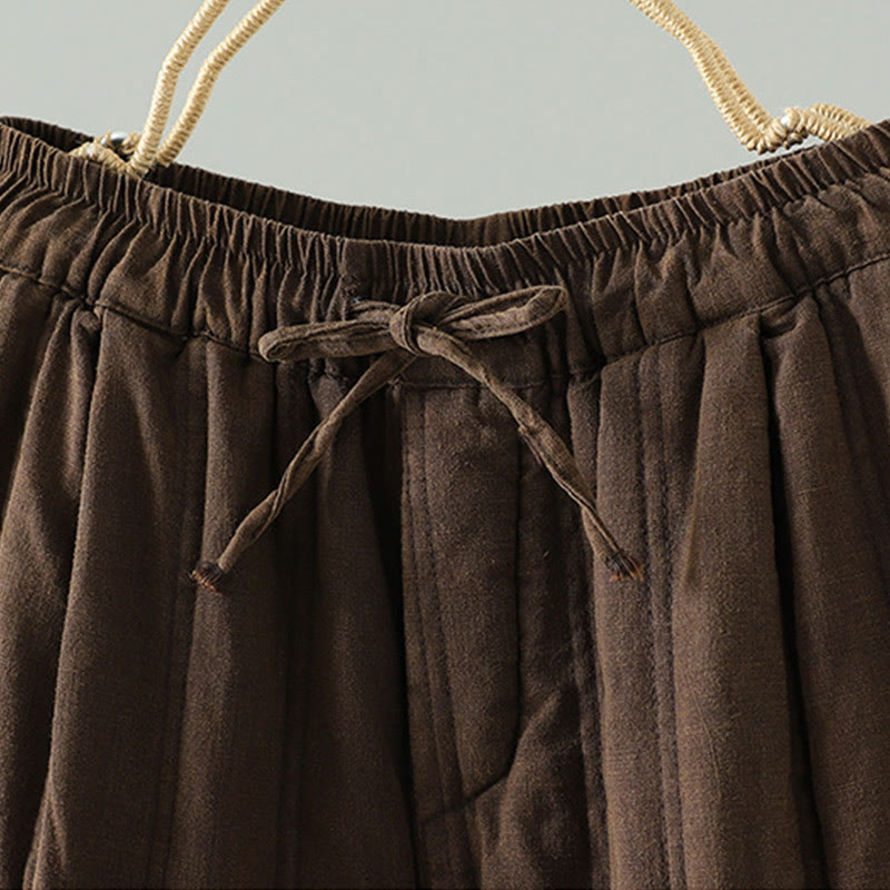 Buddha Stones Damen-Haremshose aus Baumwolle mit elastischem Bund und Taschen, schlichtes Design mit Kordelzug - image 1