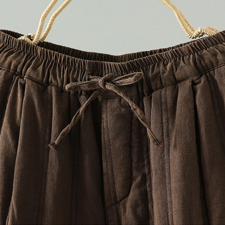 Buddha Stones Damen-Haremshose aus Baumwolle mit elastischem Bund und Taschen, schlichtes Design mit Kordelzug - image 1