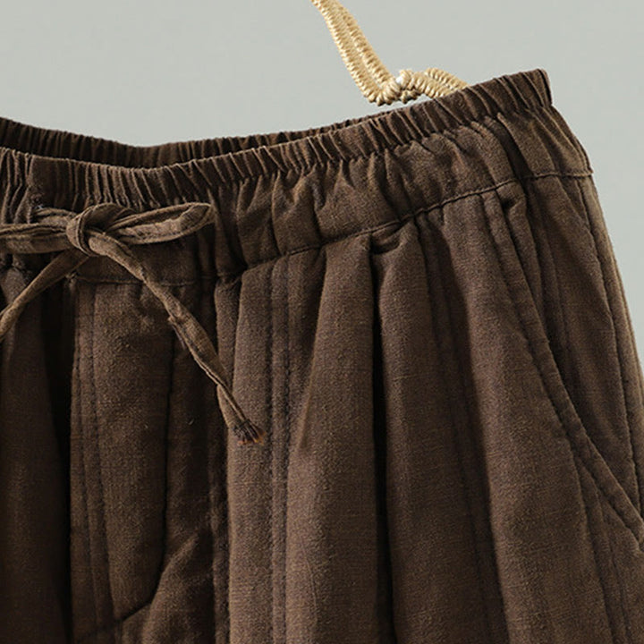 Buddha Stones Damen-Haremshose aus Baumwolle mit elastischem Bund und Taschen, schlichtes Design mit Kordelzug - image 2