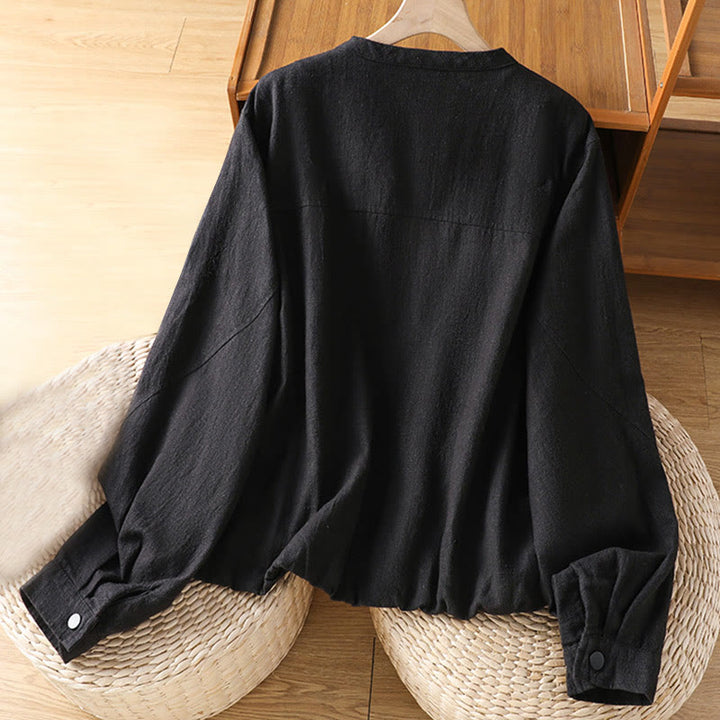 Buddha Stones Damen-Baumwolljacke mit Reißverschluss, doppellagig, langärmelig und mit Taschen - image 2