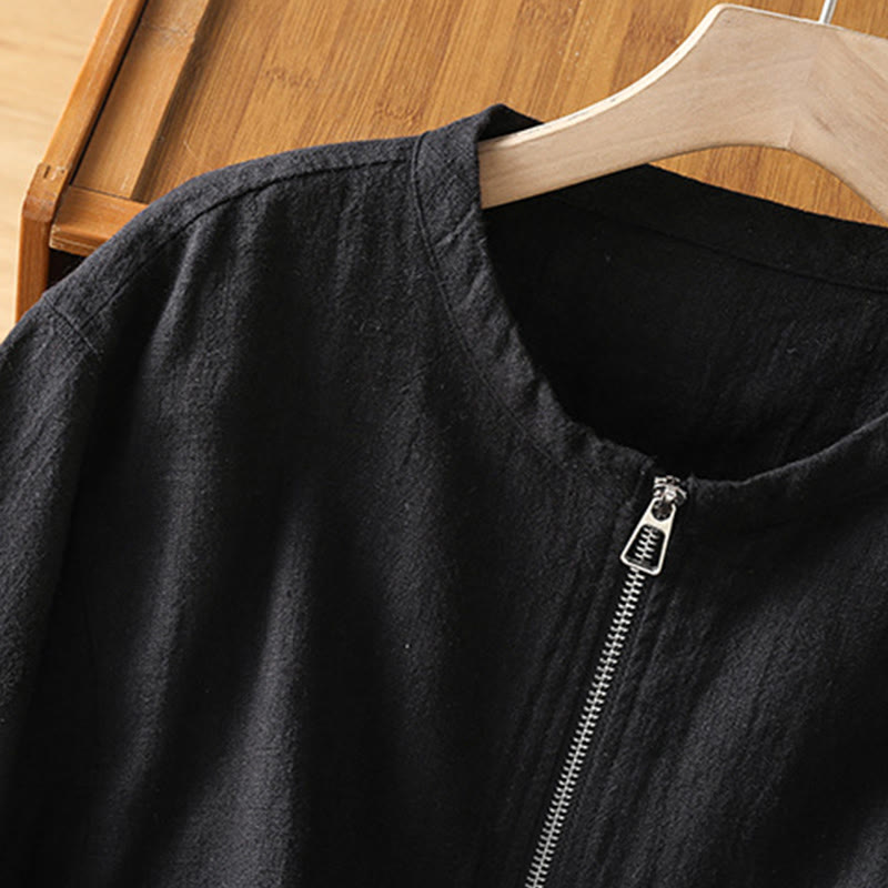 Buddha Stones Damen-Baumwolljacke mit Reißverschluss, doppellagig, langärmelig und mit Taschen - image 5