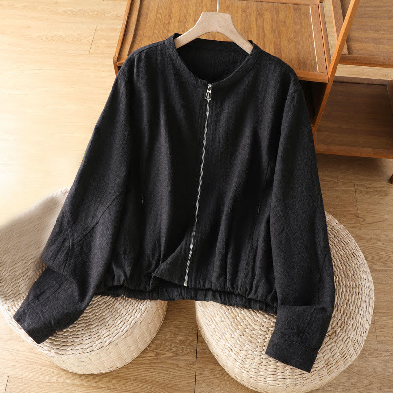 Buddha Stones Damen-Baumwolljacke mit Reißverschluss, doppellagig, langärmelig und mit Taschen - Schwarz - US 8-10, UK/AU 12-14, EU 40-42 (2XL) - image 1