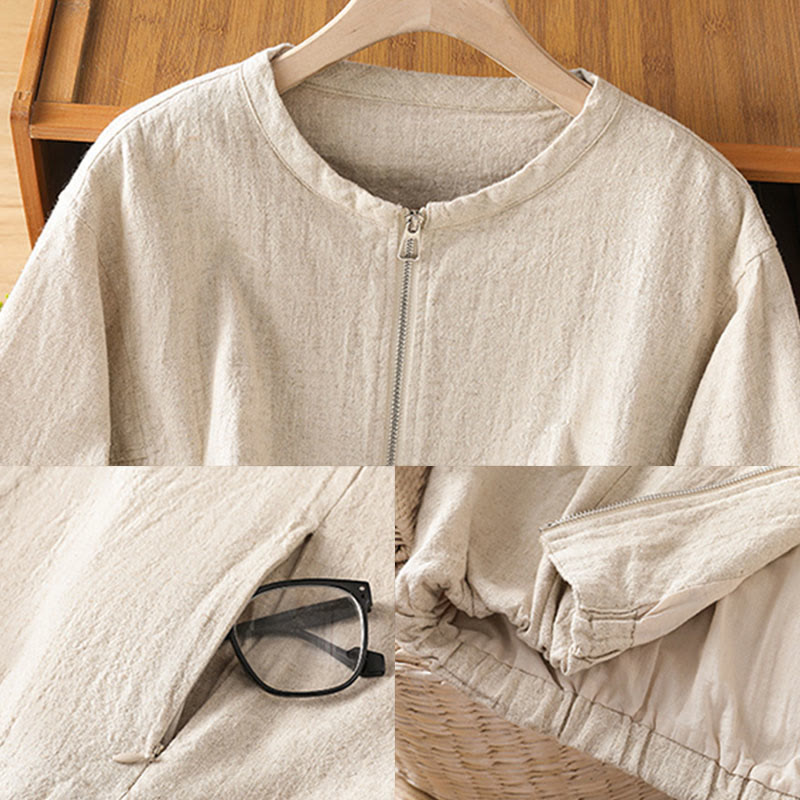 Buddha Stones Damen-Baumwolljacke mit Reißverschluss, doppellagig, langärmelig und mit Taschen - image 20