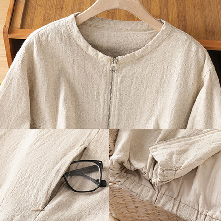 Buddha Stones Damen-Baumwolljacke mit Reißverschluss, doppellagig, langärmelig und mit Taschen - image 20