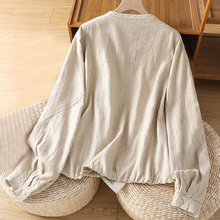 Buddha Stones Damen-Baumwolljacke mit Reißverschluss, doppellagig, langärmelig und mit Taschen - image 10