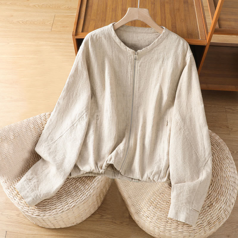 Buddha Stones Damen-Baumwolljacke mit Reißverschluss, doppellagig, langärmelig und mit Taschen - Antikweiß - US 8-10, UK/AU 12-14, EU 40-42 (2XL) - image 9