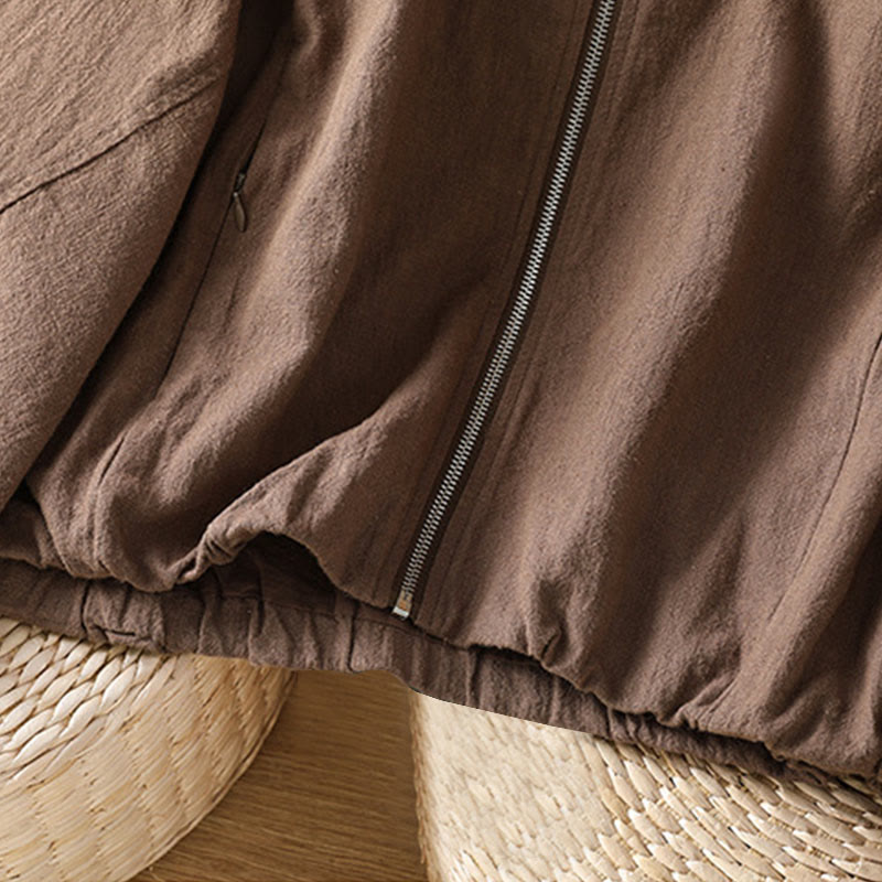 Buddha Stones Damen-Baumwolljacke mit Reißverschluss, doppellagig, langärmelig und mit Taschen - image 28