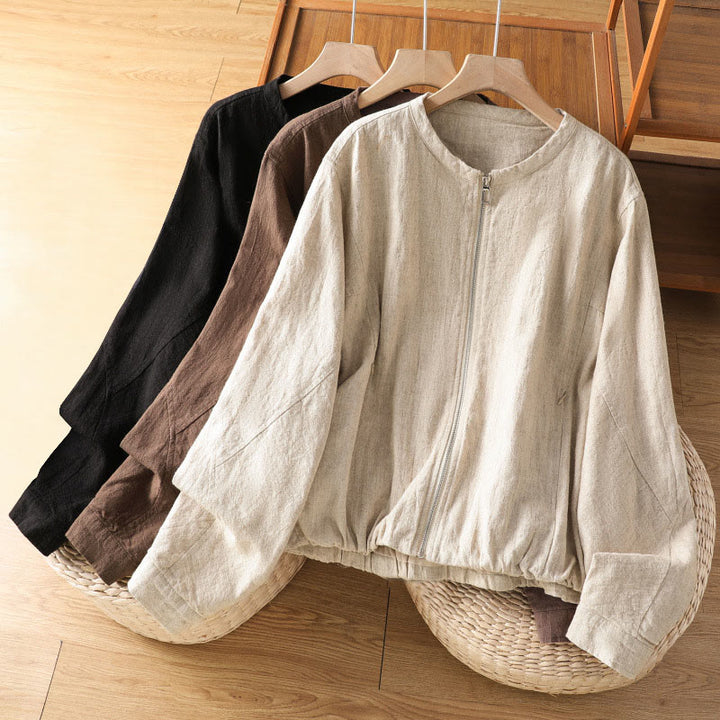 Buddha Stones Damen-Baumwolljacke mit Reißverschluss, doppellagig, langärmelig und mit Taschen - image 0