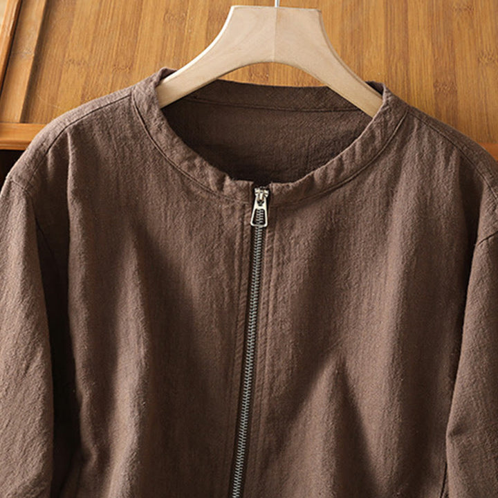 Buddha Stones Damen-Baumwolljacke mit Reißverschluss, doppellagig, langärmelig und mit Taschen - image 23