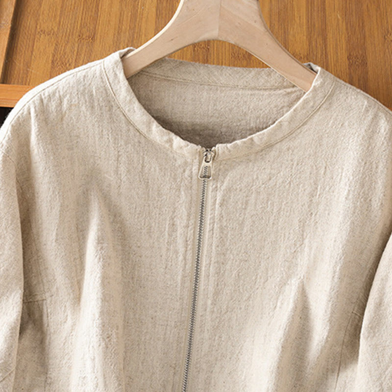Buddha Stones Damen-Baumwolljacke mit Reißverschluss, doppellagig, langärmelig und mit Taschen - image 11