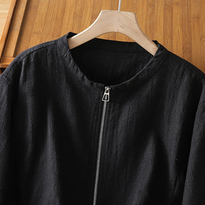 Buddha Stones Damen-Baumwolljacke mit Reißverschluss, doppellagig, langärmelig und mit Taschen - image 3