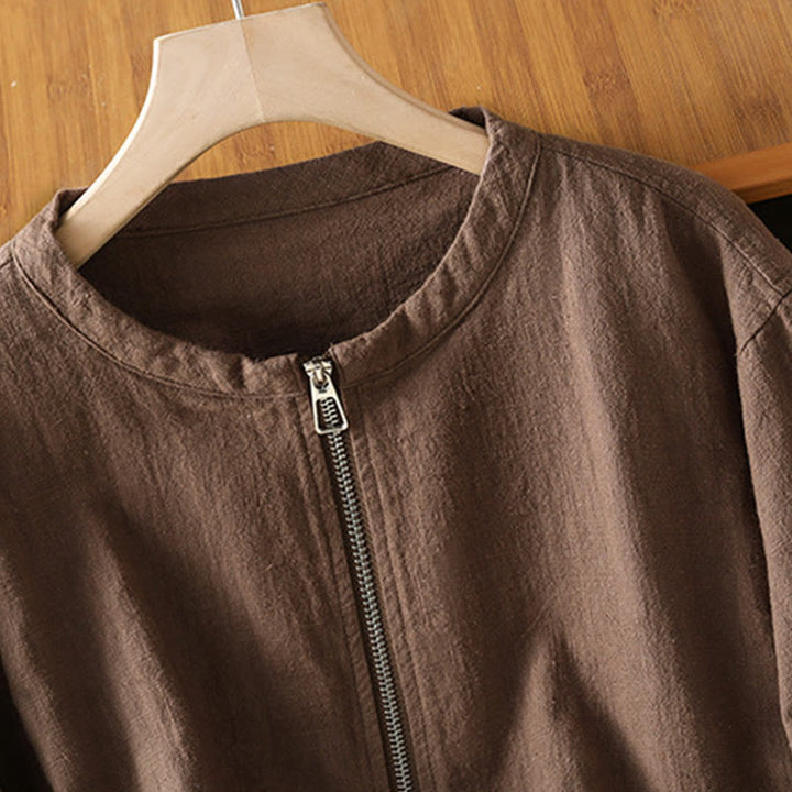 Buddha Stones Damen-Baumwolljacke mit Reißverschluss, doppellagig, langärmelig und mit Taschen - image 24