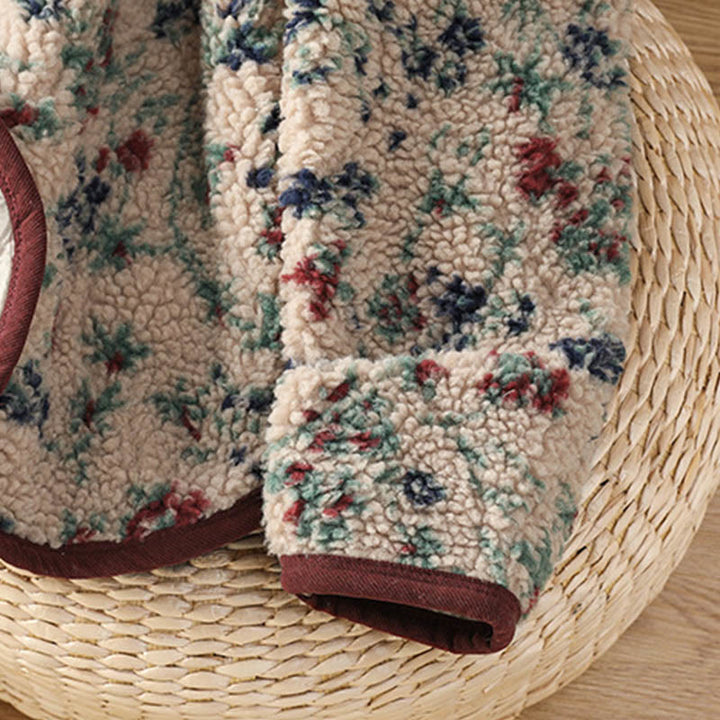 Buddha Stones Damen-Baumwoll-Thermojacke mit Blumenmuster, Knöpfen, langen Ärmeln und Taschen - image 8