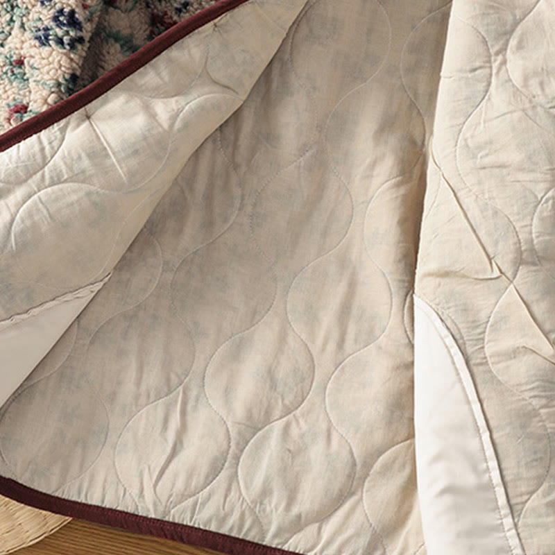 Buddha Stones Damen-Baumwoll-Thermojacke mit Blumenmuster, Knöpfen, langen Ärmeln und Taschen - image 13