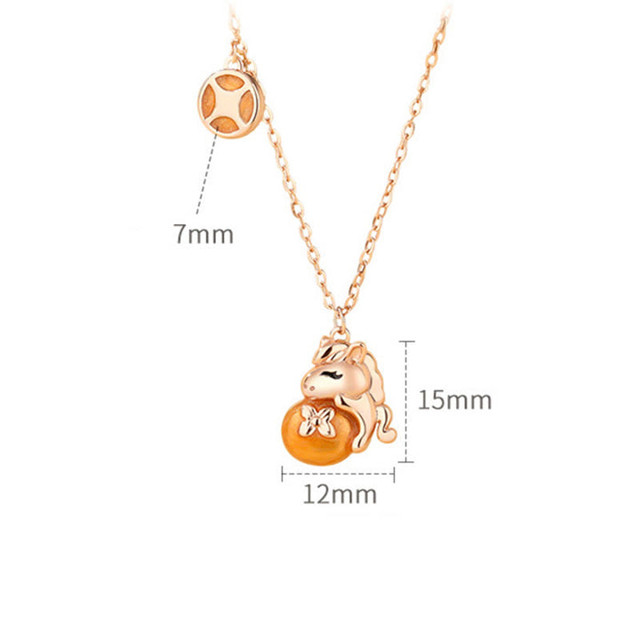 Buddha Stones , 925er Sterlingsilber, Jahr des Pferdes, Münzdesign, Segens-Halskette mit Anhänger - image 3