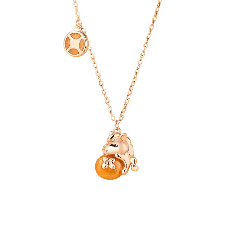 Buddha Stones , 925er Sterlingsilber, Jahr des Pferdes, Münzdesign, Segens-Halskette mit Anhänger - image 2