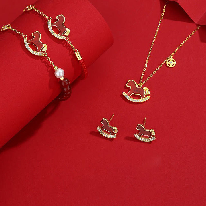 Buddha Stones Armband aus 925er Sterlingsilber mit Anhänger „Jahr des Pferdes“ und rotem Achat - image 22