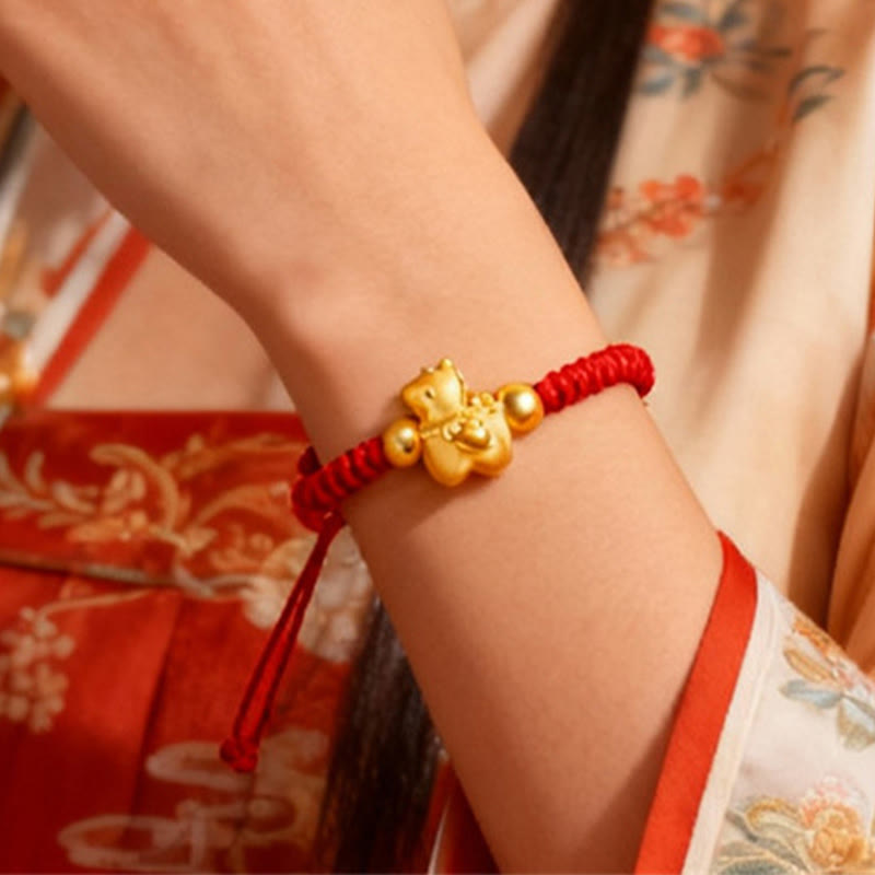 Buddha Stones ​​Chinesisches Tierkreiszeichen Jahr des Pferdes Geflochtenes rotes Armband zum Schutz - image 1