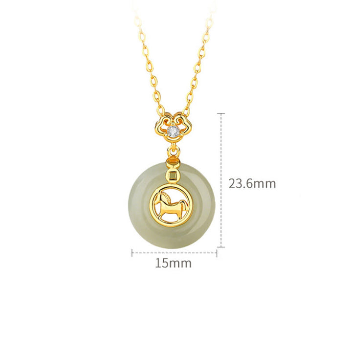 Buddha Stones , 925er Sterlingsilber, Hetian-Jade, Jahr des Pferdes, Friedensschnalle, Glückskette, Anhänger - image 6