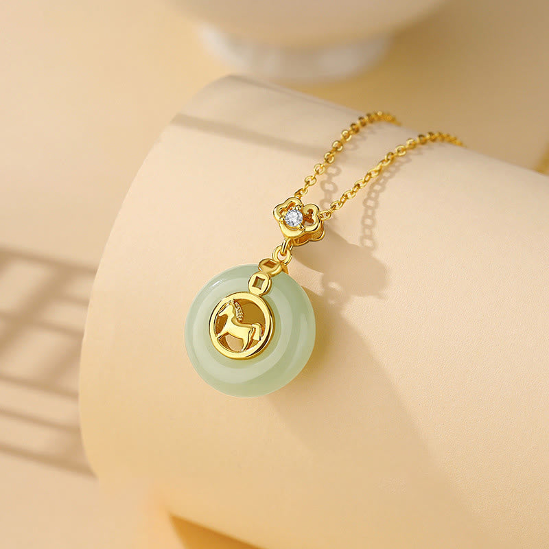 Buddha Stones , 925er Sterlingsilber, Hetian-Jade-Friedensschnalle, rotes Armband im Stil des Jahres des Pferdes - image 11