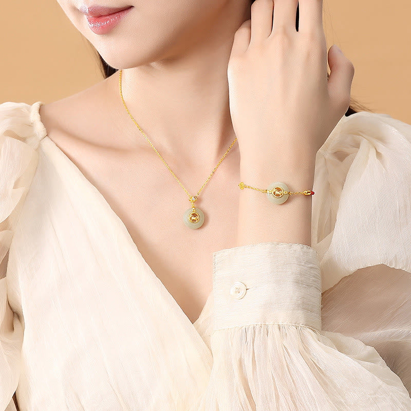 Buddha Stones , 925er Sterlingsilber, Hetian-Jade, Jahr des Pferdes, Friedensschnalle, Glückskette, Anhänger - image 17