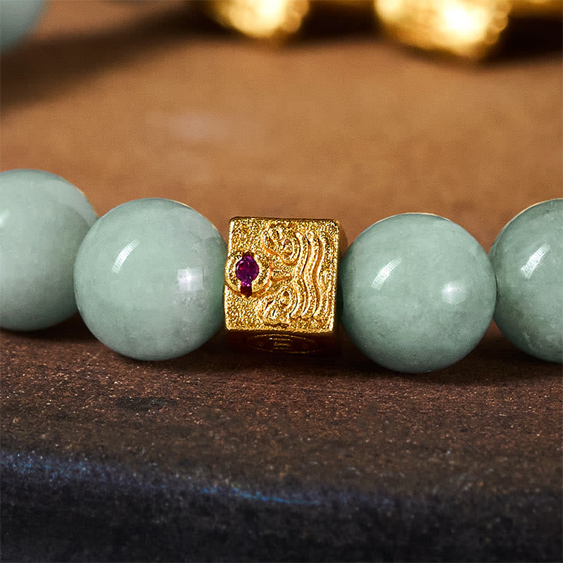 Buddha Stones, goldenes Pi-Xiu-Anhänger-Jade-Glücks- und Wohlstands-Perlenarmband - image 6