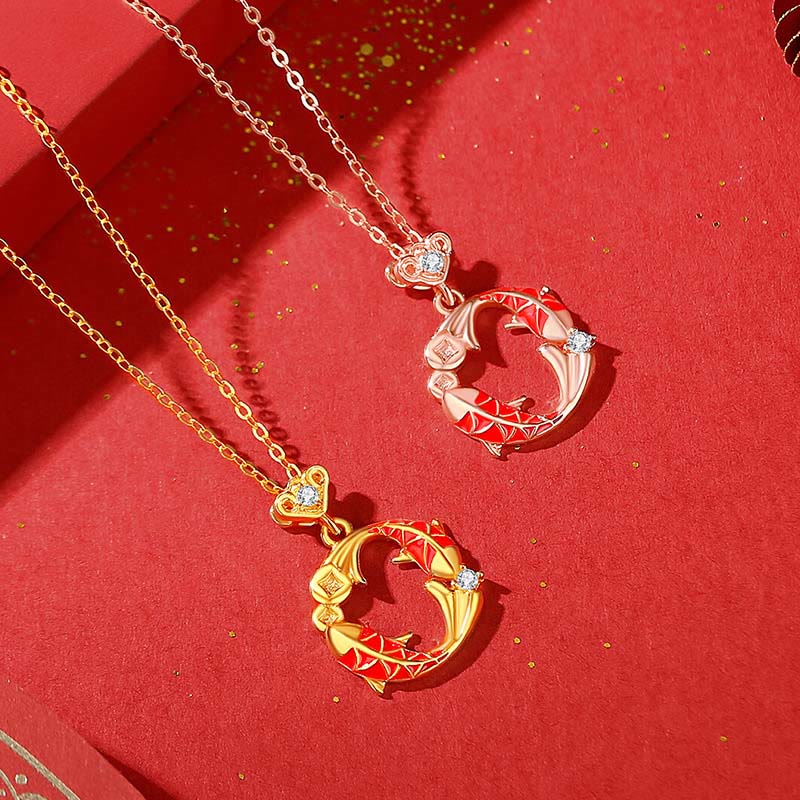 Buddha Stones , 925er Sterlingsilber, 18 Karat vergoldet, Doppel-Koi-Fisch-Segnungs-Halskette mit Anhänger - image 4