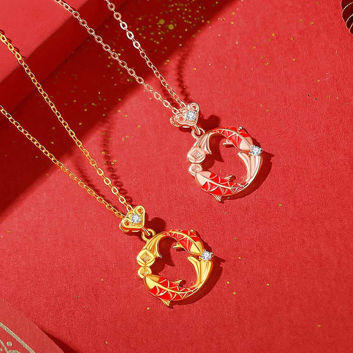 Buddha Stones , 925er Sterlingsilber, 18 Karat vergoldet, Doppel-Koi-Fisch-Segnungs-Halskette mit Anhänger - image 4