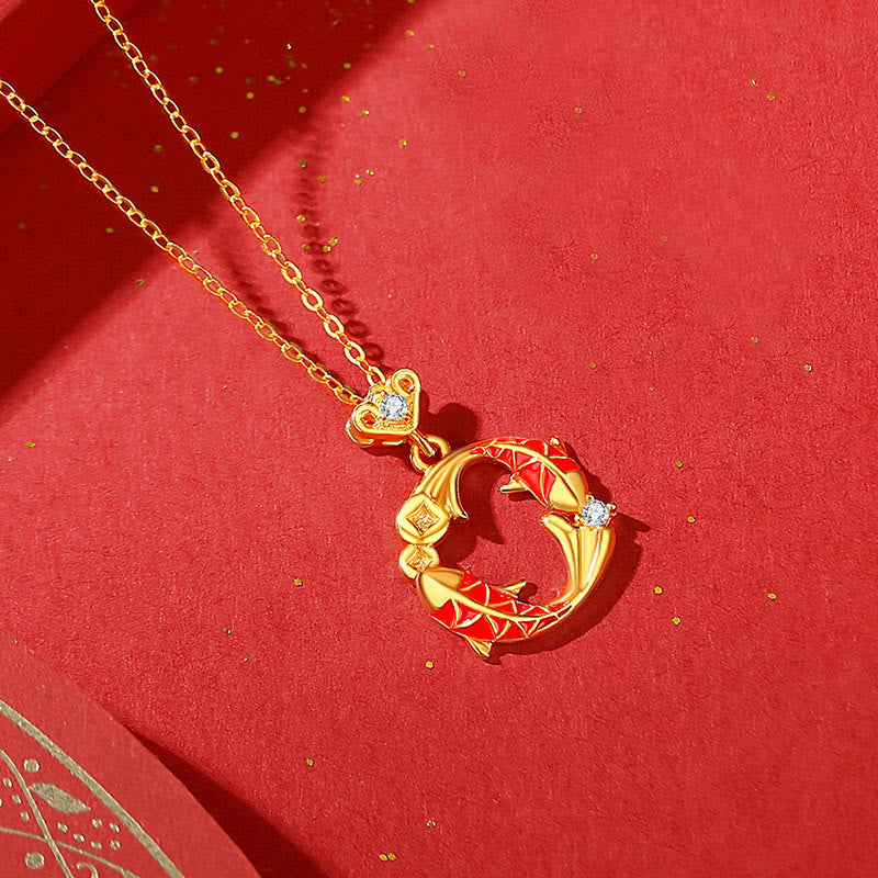 Ohrringe mit Buddha Stones , 925er Sterlingsilber, 18 Karat vergoldet, Koi-Fisch-Symbol-Design, Schutzmotiv - Goldene Koi-Fisch-Halskette - image 16