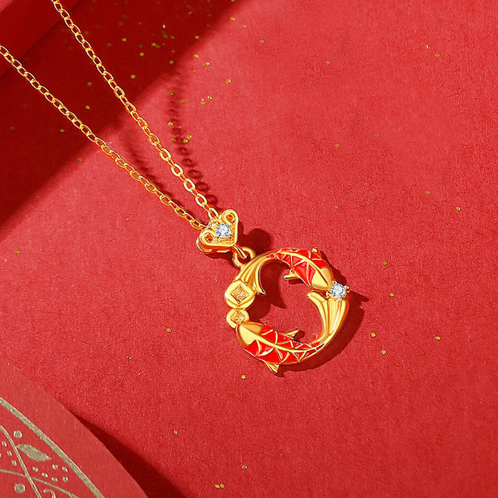 Ohrringe mit Buddha Stones , 925er Sterlingsilber, 18 Karat vergoldet, Koi-Fisch-Symbol-Design, Schutzmotiv - Goldene Koi-Fisch-Halskette - image 16