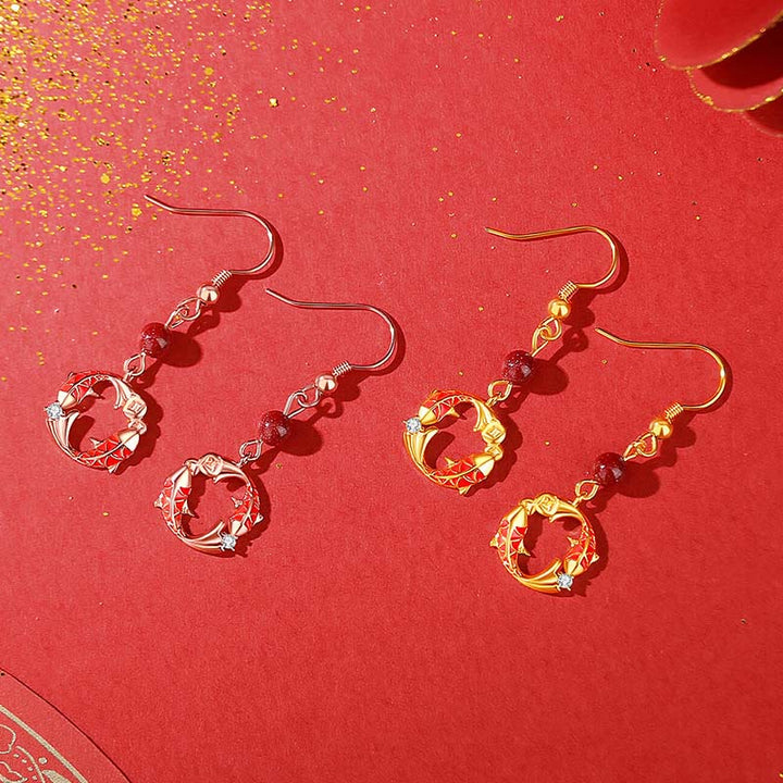 Ohrringe mit Buddha Stones , 925er Sterlingsilber, 18 Karat vergoldet, Koi-Fisch-Symbol-Design, Schutzmotiv - image 4