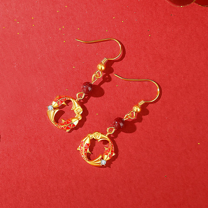 Ohrringe mit Buddha Stones , 925er Sterlingsilber, 18 Karat vergoldet, Koi-Fisch-Symbol-Design, Schutzmotiv - Goldene Koi-Fisch-Ohrringe - image 3