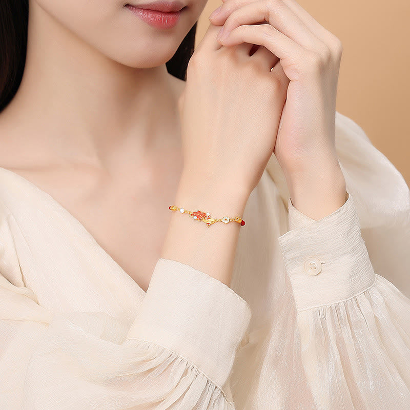 Buddha Stones aus 925er Sterlingsilber mit Koi-Karpfen-Motiv und roter Schnur - image 2