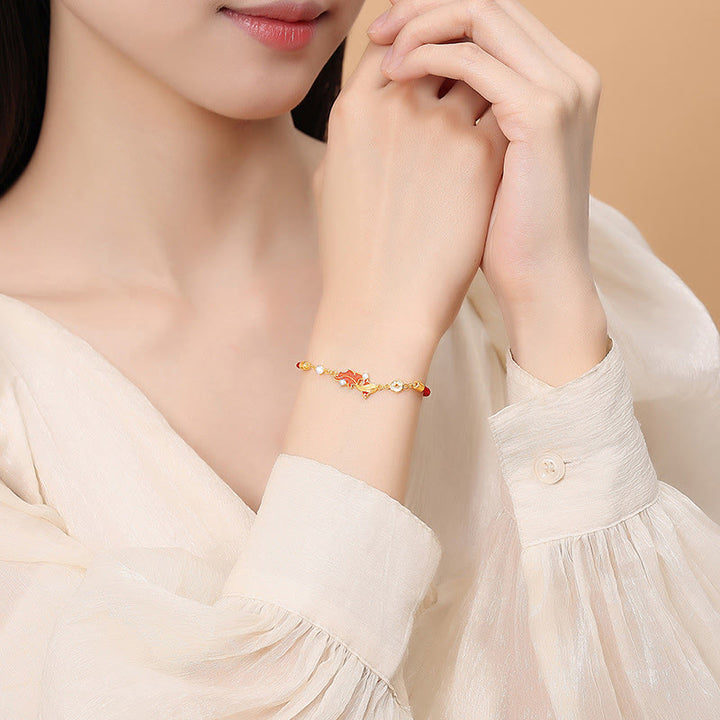 Buddha Stones aus 925er Sterlingsilber mit Koi-Karpfen-Motiv und roter Schnur - image 2