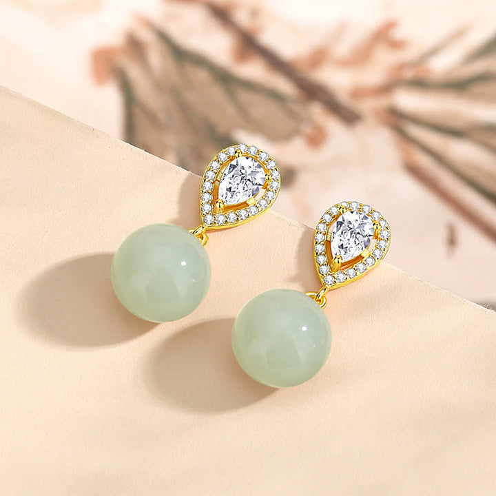 Buddha Stones aus 925er Sterlingsilber mit Wassertropfen-Design und Hetian-Jade-Perlen – ein Symbol für Wohlstand - image 2