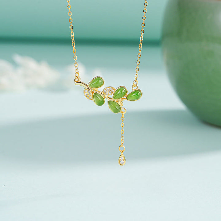 Buddha Stones ​​Armband aus 925er Sterlingsilber mit gravierten Blättern und grünem Jaspis - image 10