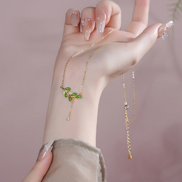 Buddha Stones aus 925er Sterlingsilber mit grünem Jaspis und Blattmotiv - image 18