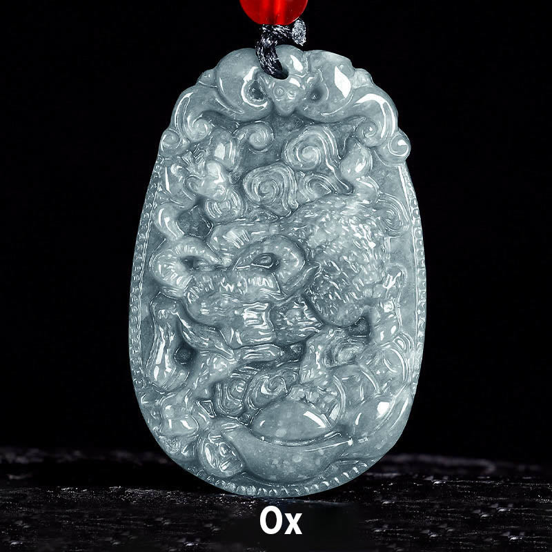 Buddha Stones Chinesisches Sternzeichen Jade Jahr des Pferdes Glück Seil Halskette Anhänger - Ochse - image 11
