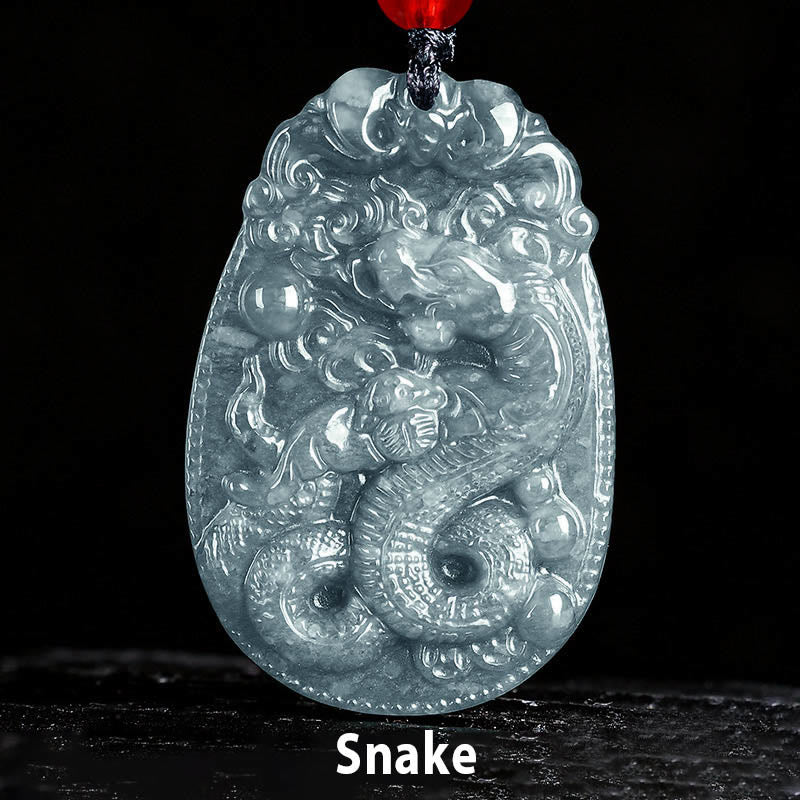 Buddha Stones Chinesisches Sternzeichen Jade Jahr des Pferdes Glück Seil Halskette Anhänger - Schlange - image 15
