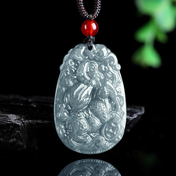 Buddha Stones Chinesisches Sternzeichen Jade Jahr des Pferdes Glück Seil Halskette Anhänger - image 8