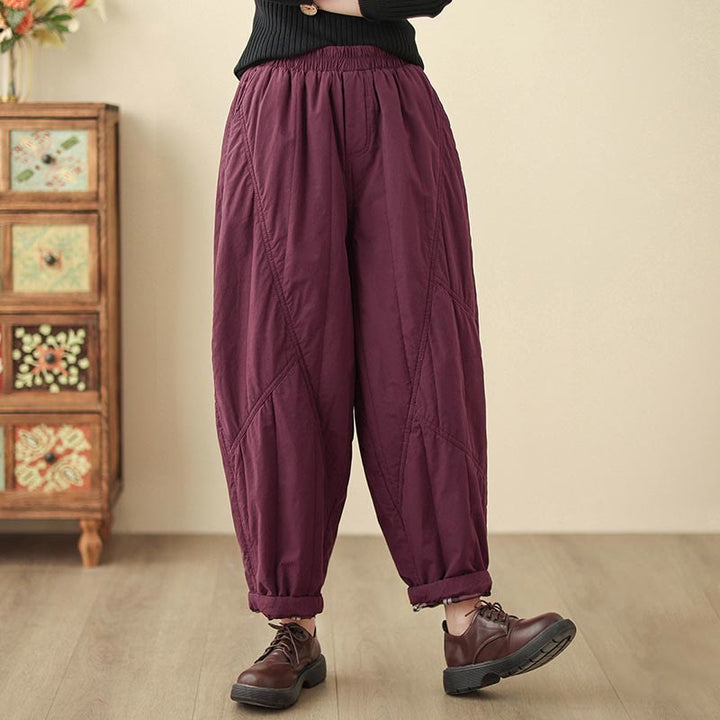 Buddha Stones Winter Plain High Waist Cotton Women's Harem Thermal Elastic Waist With Pockets - Dunkelmagenta - US 8-10, UK/AU 12-14, EU 40-42 (2XL) - image 21